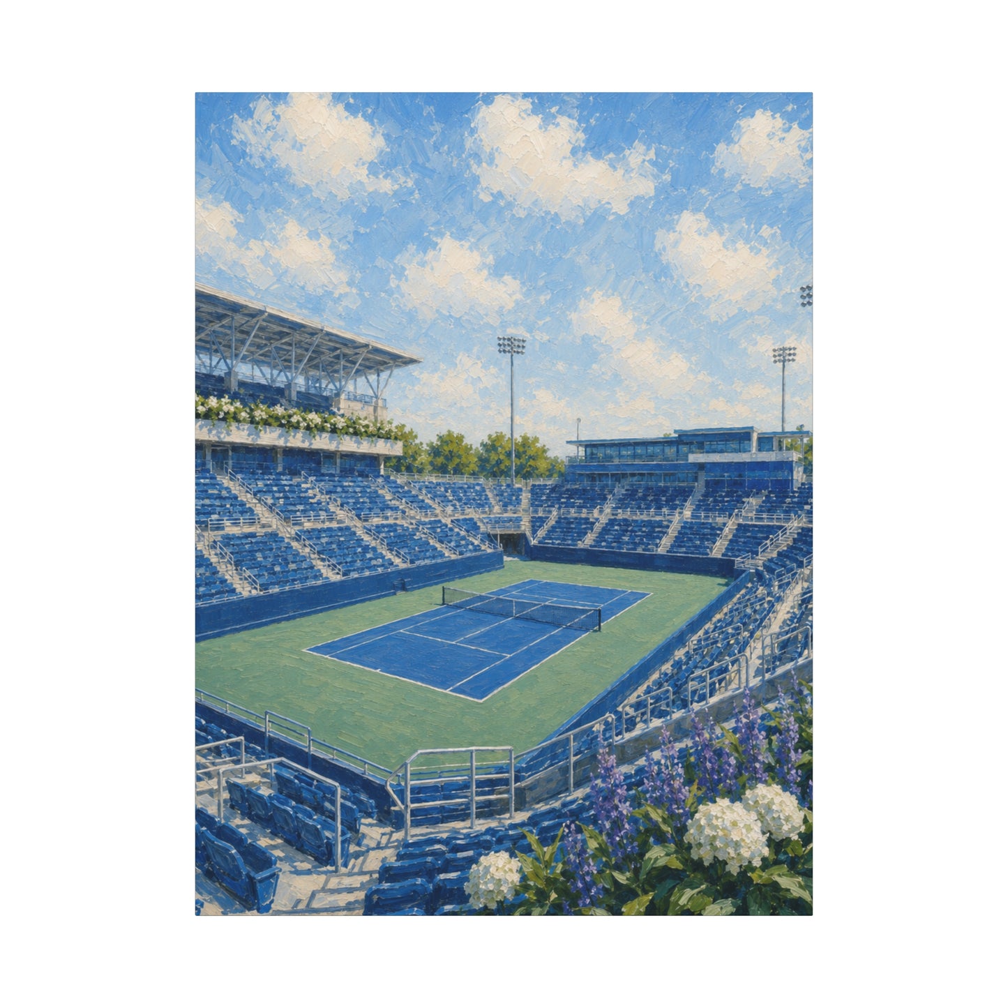 Cincinnati Tennis Canvas Wall Art, Blue Court Stadium Painting, Ohio Sports Decor, Tennis Lover Gift— Stretched Matte 1.25"