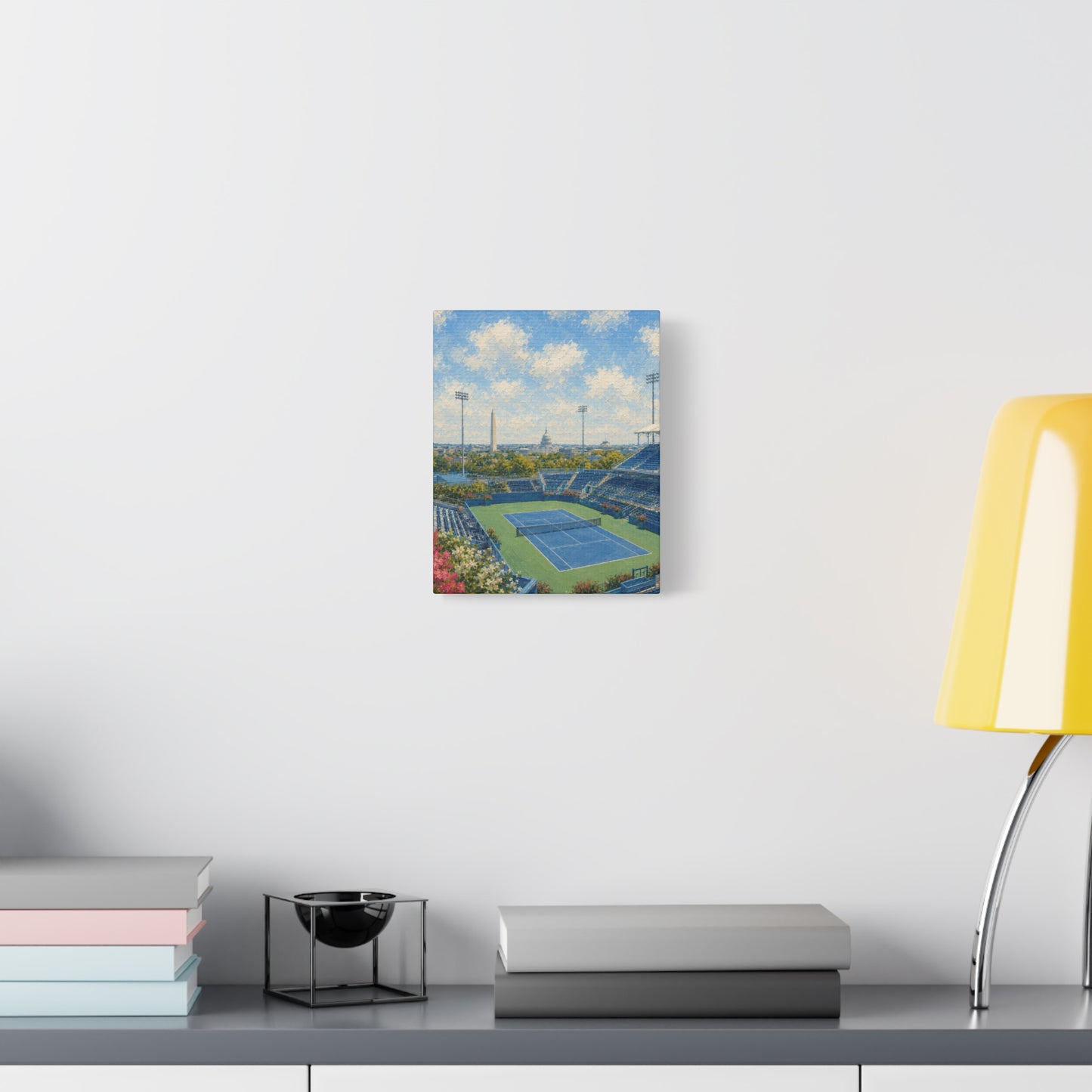 Washington DC Tennis Canvas Wall Art, Blue Court Stadium Painting, Capitol City Sports Decor, Tennis Lover Gift— Stretched Matte 1.25"