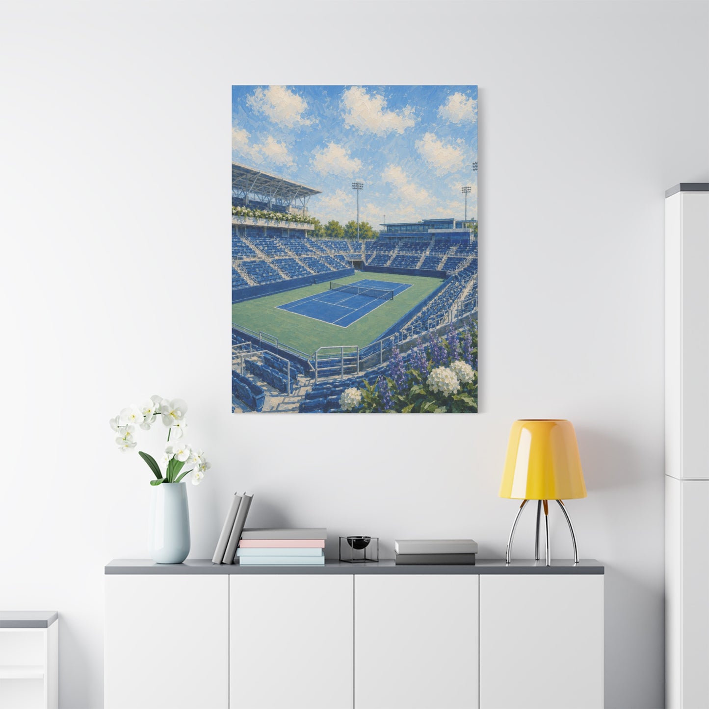 Cincinnati Tennis Canvas Wall Art, Blue Court Stadium Painting, Ohio Sports Decor, Tennis Lover Gift— Stretched Matte 1.25"