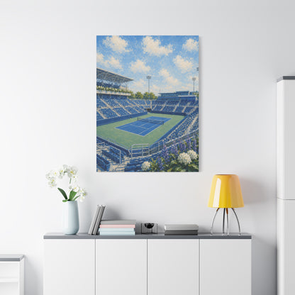 Cincinnati Tennis Canvas Wall Art, Blue Court Stadium Painting, Ohio Sports Decor, Tennis Lover Gift— Stretched Matte 1.25"