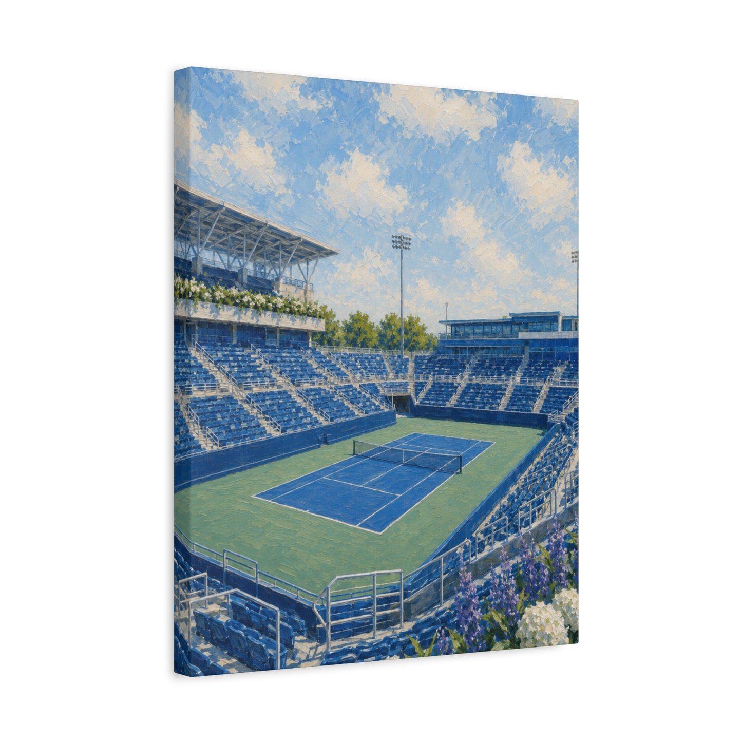 Cincinnati Tennis Canvas Wall Art, Blue Court Stadium Painting, Ohio Sports Decor, Tennis Lover Gift— Stretched Matte 1.25"