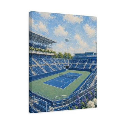 Cincinnati Tennis Canvas Wall Art, Blue Court Stadium Painting, Ohio Sports Decor, Tennis Lover Gift— Stretched Matte 1.25"