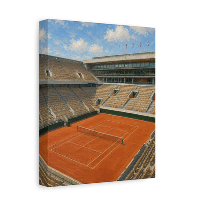 Paris Clay Court Canvas Wall Art, French Tennis Stadium Painting, European Sports Decor, Tennis Lover Gift— Stretched Matte 1.25"