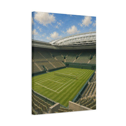 London Grass Court Canvas Wall Art, English Tennis Stadium Painting, Green Sports Decor, Tennis Lover Gift— Stretched Matte 1.25"