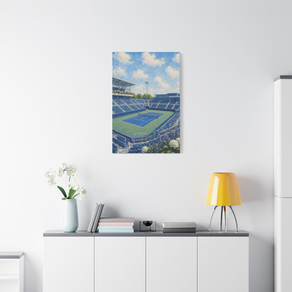 Cincinnati Tennis Canvas Wall Art, Blue Court Stadium Painting, Ohio Sports Decor, Tennis Lover Gift— Stretched Matte 1.25"