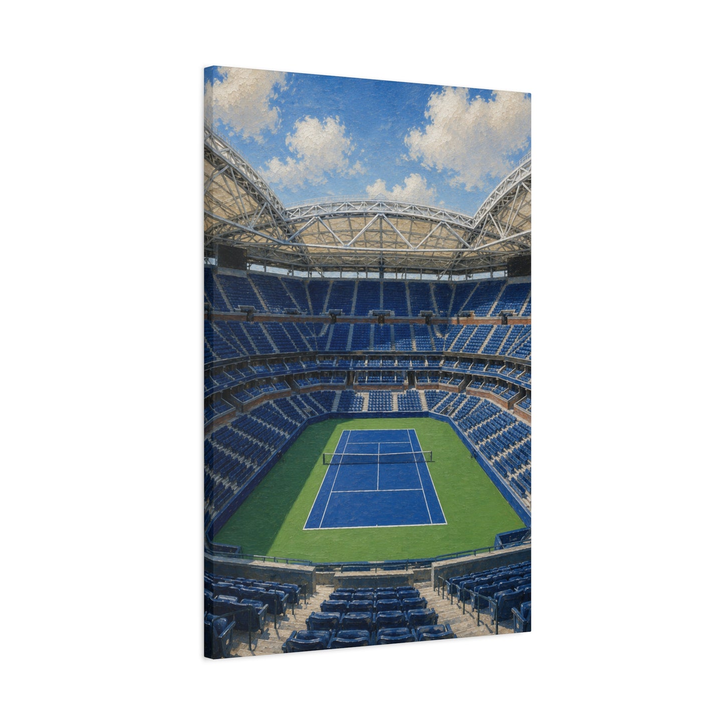 New York Tennis Canvas Wall Art, Blue Court Stadium Painting, NYC Sports Decor, Tennis Lover Gift— Stretched Matte 1.25"