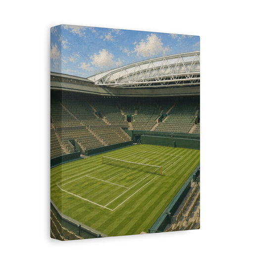 London Grass Court Canvas Wall Art, English Tennis Stadium Painting, Green Sports Decor, Tennis Lover Gift— Stretched Matte 1.25"
