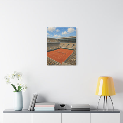Paris Clay Court Canvas Wall Art, French Tennis Stadium Painting, European Sports Decor, Tennis Lover Gift— Stretched Matte 1.25"