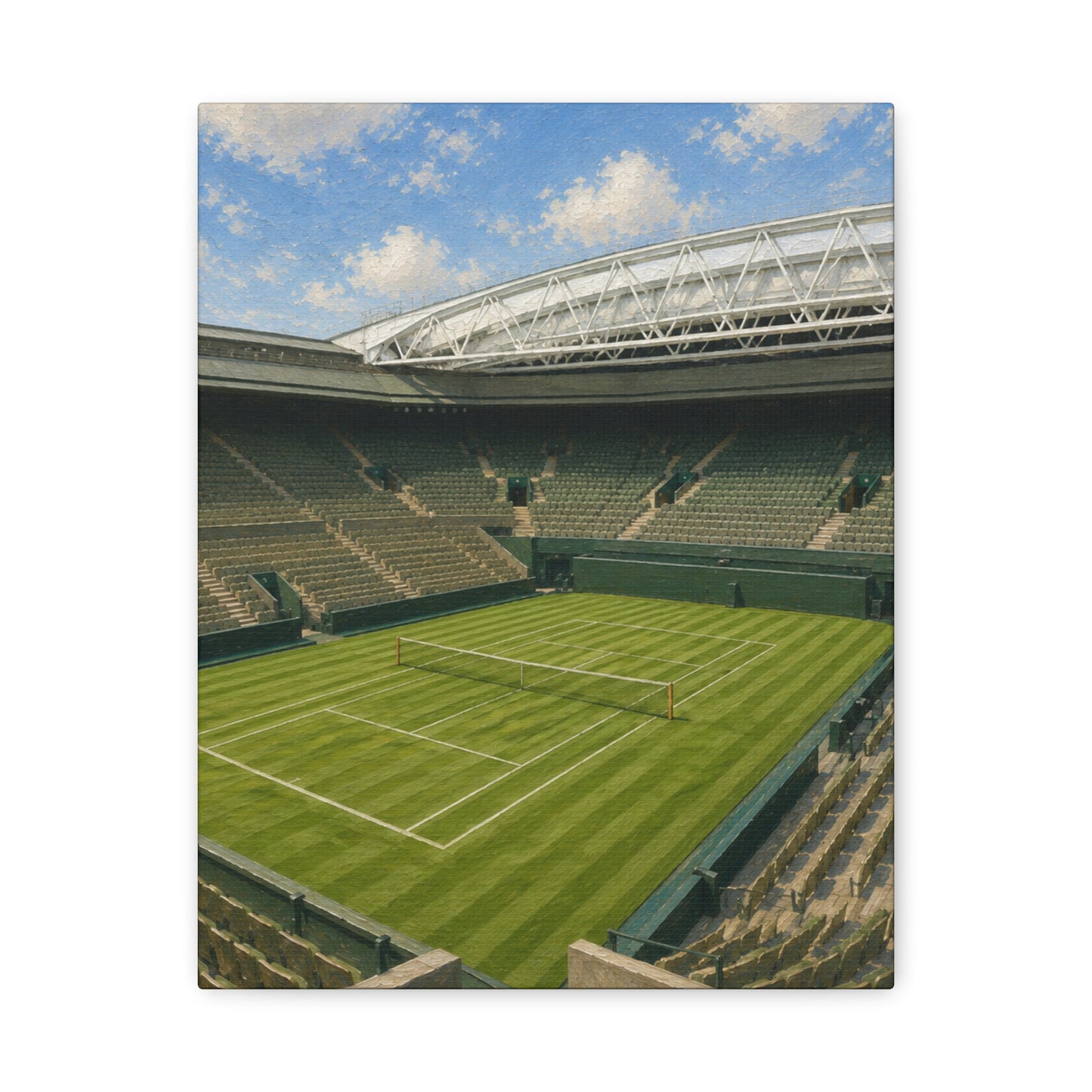 London Grass Court Canvas Wall Art, English Tennis Stadium Painting, Green Sports Decor, Tennis Lover Gift— Stretched Matte 1.25"