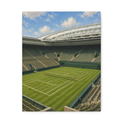 London Grass Court Canvas Wall Art, English Tennis Stadium Painting, Green Sports Decor, Tennis Lover Gift— Stretched Matte 1.25"