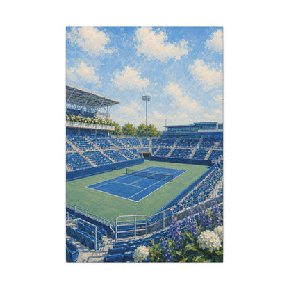 Cincinnati Tennis Canvas Wall Art, Blue Court Stadium Painting, Ohio Sports Decor, Tennis Lover Gift— Stretched Matte 1.25"