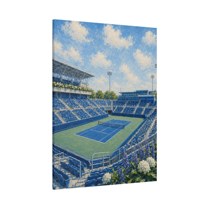 Cincinnati Tennis Canvas Wall Art, Blue Court Stadium Painting, Ohio Sports Decor, Tennis Lover Gift— Stretched Matte 1.25"
