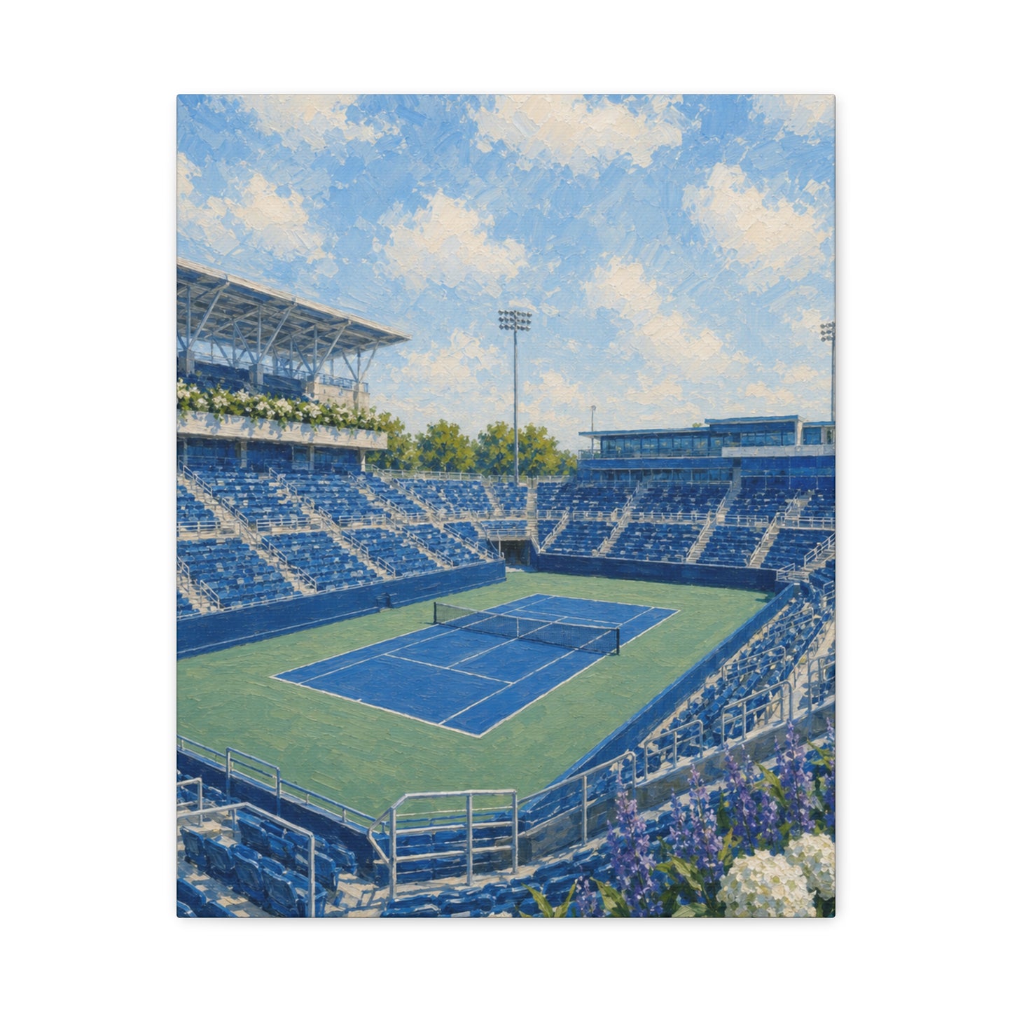 Cincinnati Tennis Canvas Wall Art, Blue Court Stadium Painting, Ohio Sports Decor, Tennis Lover Gift— Stretched Matte 1.25"