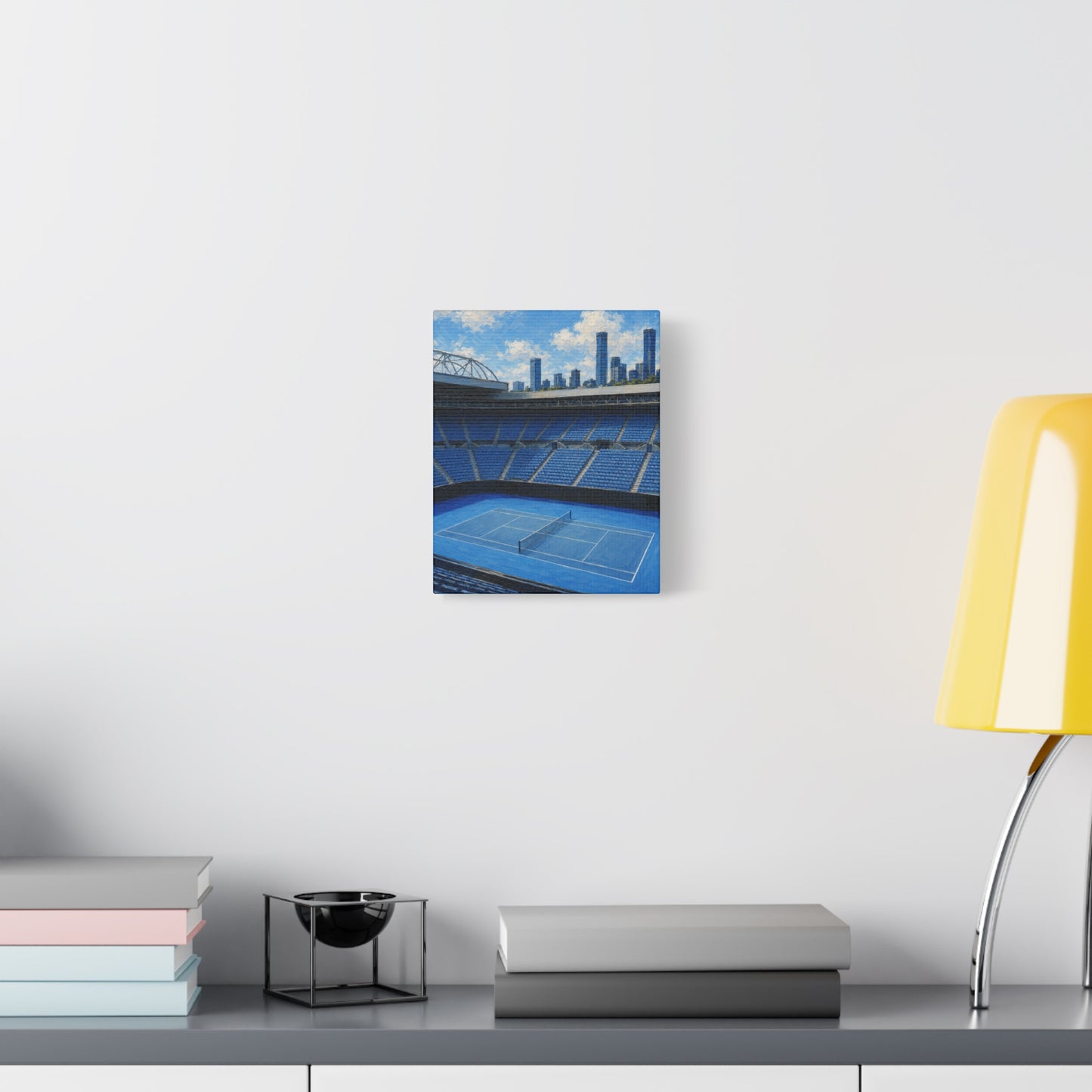 Melbourne Tennis Canvas Wall Art, Blue Court Stadium Painting, Australian Summer Tennis Decor