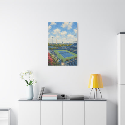 Washington DC Tennis Canvas Wall Art, Blue Court Stadium Painting, Capitol City Sports Decor, Tennis Lover Gift— Stretched Matte 1.25"