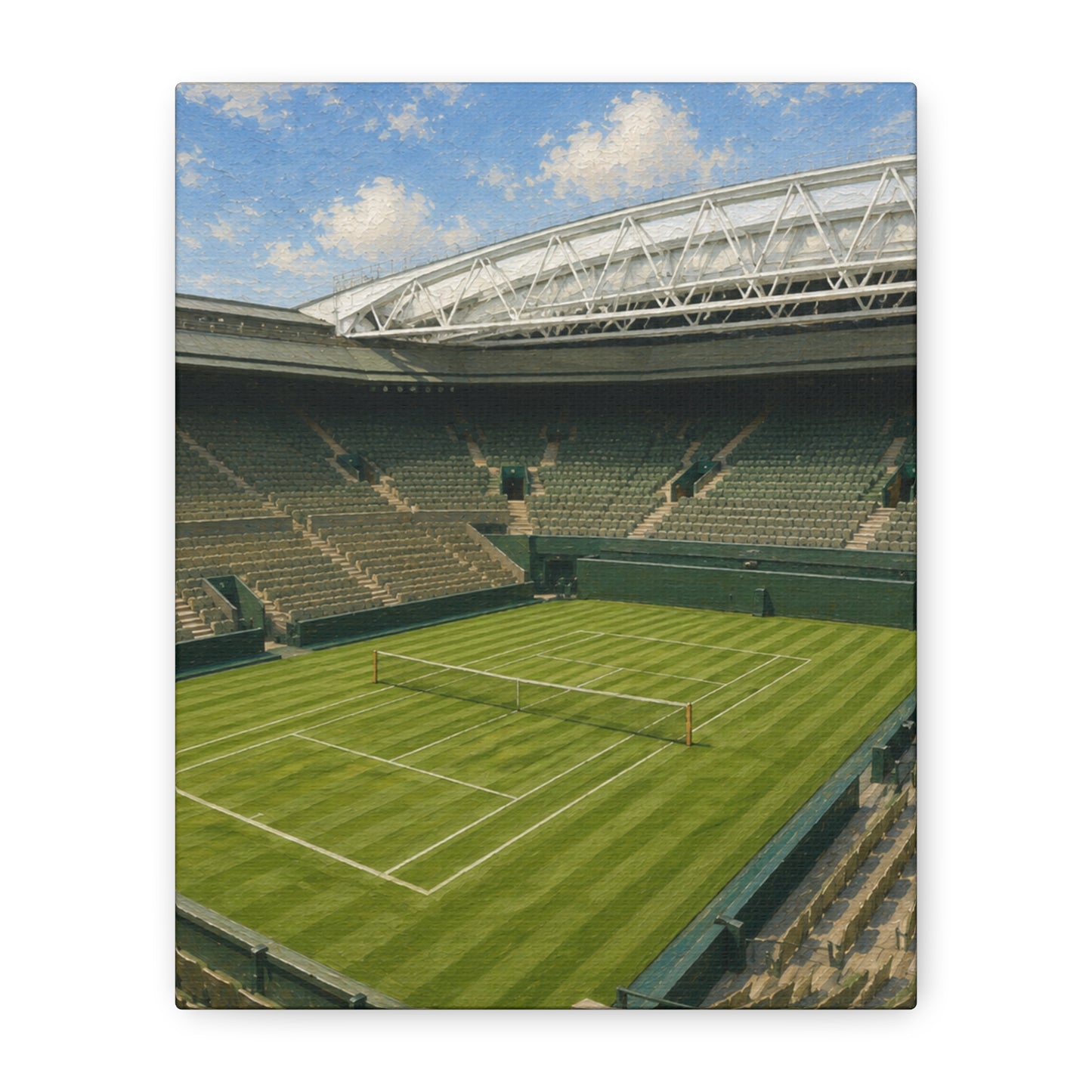 London Grass Court Canvas Wall Art, English Tennis Stadium Painting, Green Sports Decor, Tennis Lover Gift— Stretched Matte 1.25"