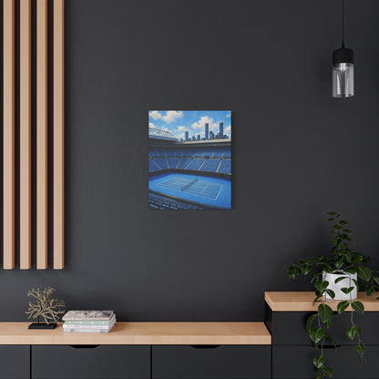 Melbourne Tennis Canvas Wall Art, Blue Court Stadium Painting, Australian Summer Tennis Decor