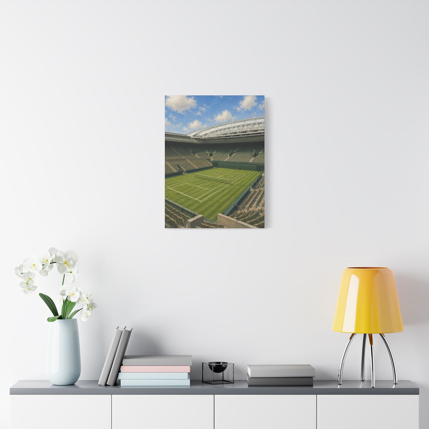 London Grass Court Canvas Wall Art, English Tennis Stadium Painting, Green Sports Decor, Tennis Lover Gift— Stretched Matte 1.25"