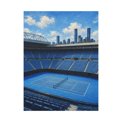 Melbourne Tennis Canvas Wall Art, Blue Court Stadium Painting, Australian Summer Tennis Decor