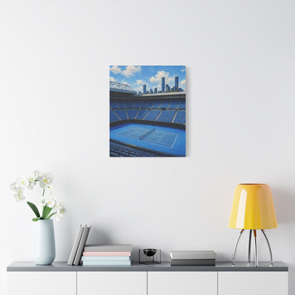 Melbourne Tennis Canvas Wall Art, Blue Court Stadium Painting, Australian Summer Tennis Decor