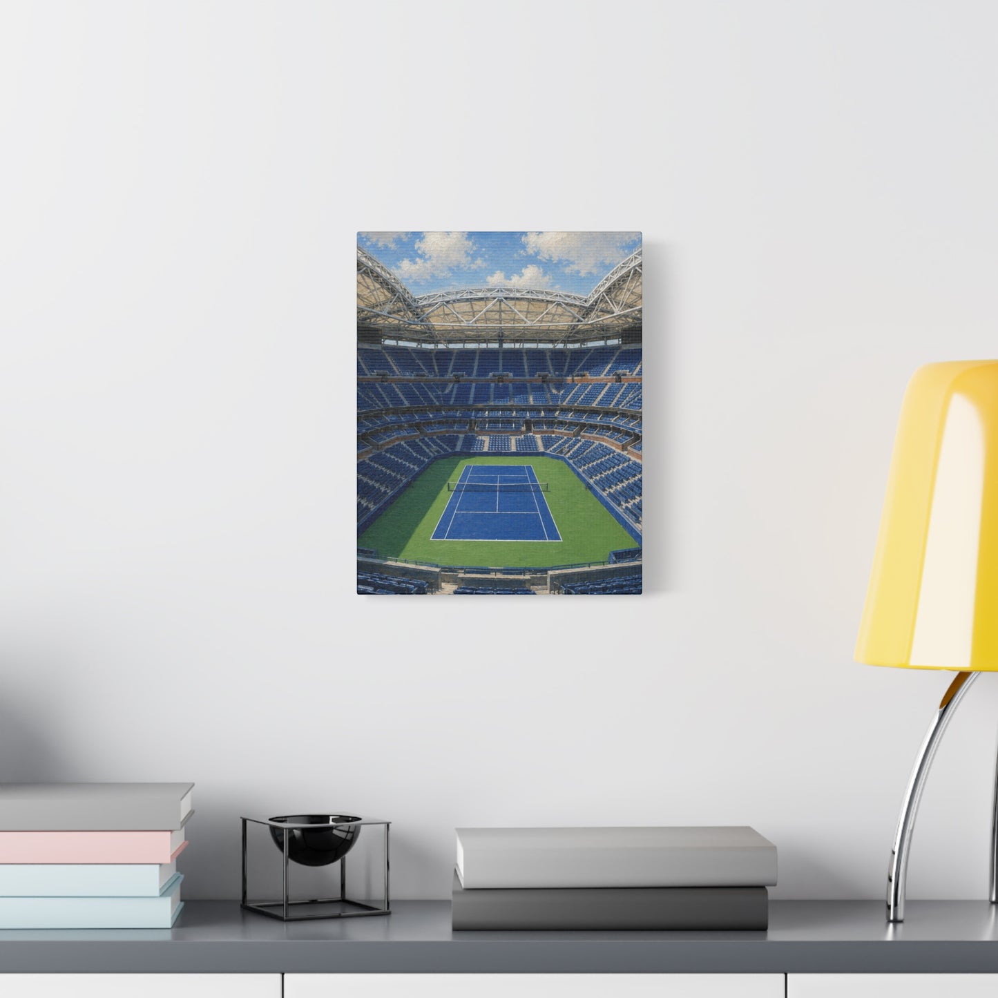New York Tennis Canvas Wall Art, Blue Court Stadium Painting, NYC Sports Decor, Tennis Lover Gift— Stretched Matte 1.25"