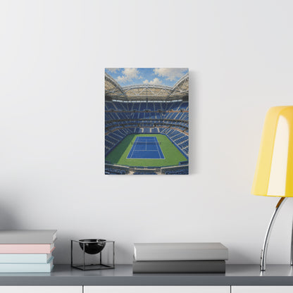 New York Tennis Canvas Wall Art, Blue Court Stadium Painting, NYC Sports Decor, Tennis Lover Gift— Stretched Matte 1.25"