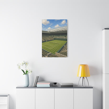London Grass Court Canvas Wall Art, English Tennis Stadium Painting, Green Sports Decor, Tennis Lover Gift— Stretched Matte 1.25"