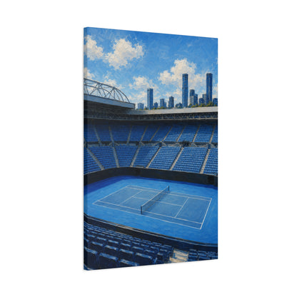 Melbourne Tennis Canvas Wall Art, Blue Court Stadium Painting, Australian Summer Tennis Decor