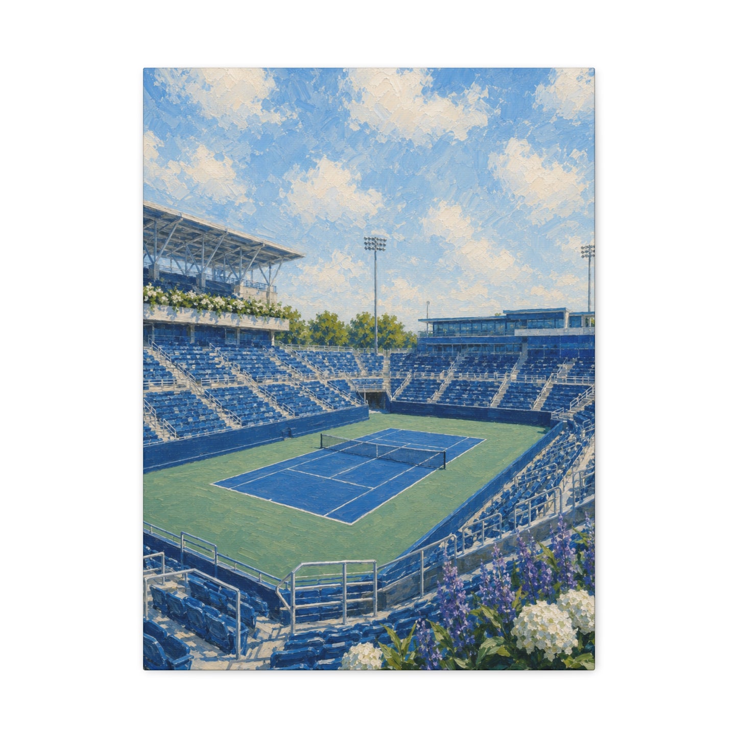 Cincinnati Tennis Canvas Wall Art, Blue Court Stadium Painting, Ohio Sports Decor, Tennis Lover Gift— Stretched Matte 1.25"