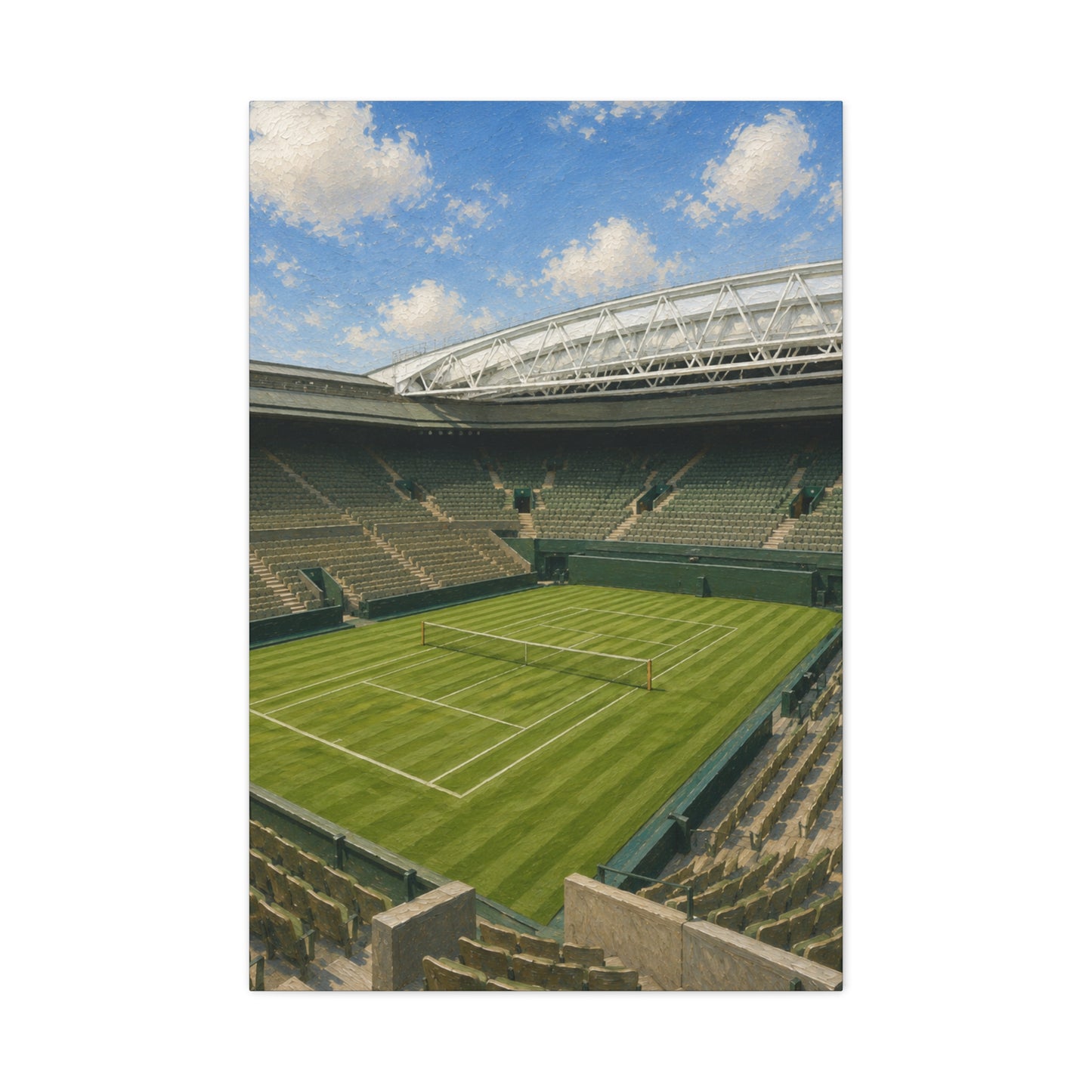 London Grass Court Canvas Wall Art, English Tennis Stadium Painting, Green Sports Decor, Tennis Lover Gift— Stretched Matte 1.25"