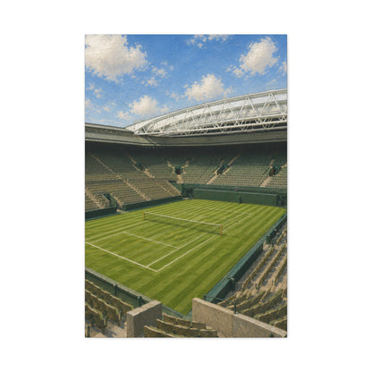 London Grass Court Canvas Wall Art, English Tennis Stadium Painting, Green Sports Decor, Tennis Lover Gift— Stretched Matte 1.25"