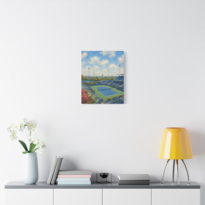 Washington DC Tennis Canvas Wall Art, Blue Court Stadium Painting, Capitol City Sports Decor, Tennis Lover Gift— Stretched Matte 1.25"