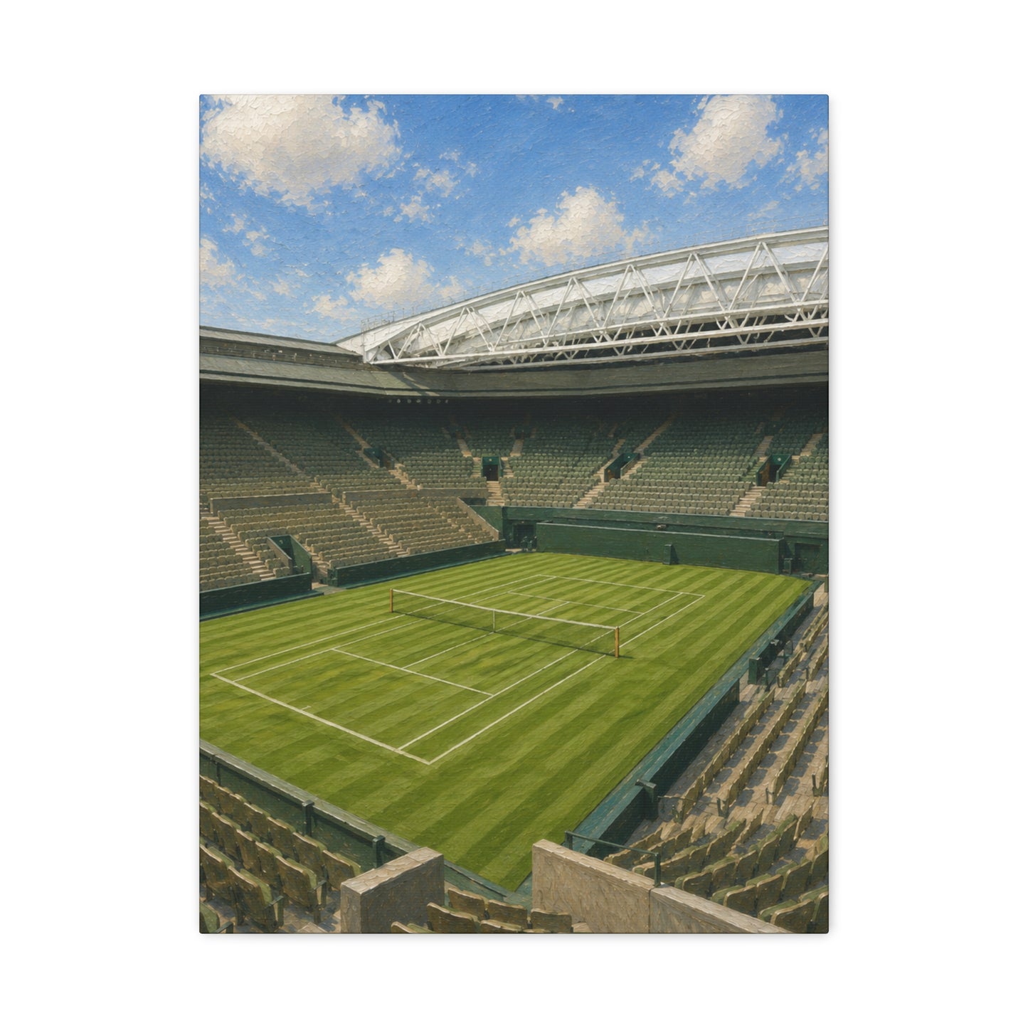 London Grass Court Canvas Wall Art, English Tennis Stadium Painting, Green Sports Decor, Tennis Lover Gift— Stretched Matte 1.25"