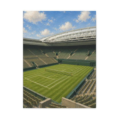 London Grass Court Canvas Wall Art, English Tennis Stadium Painting, Green Sports Decor, Tennis Lover Gift— Stretched Matte 1.25"
