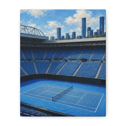 Melbourne Tennis Canvas Wall Art, Blue Court Stadium Painting, Australian Summer Tennis Decor