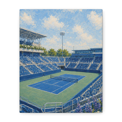 Cincinnati Tennis Canvas Wall Art, Blue Court Stadium Painting, Ohio Sports Decor, Tennis Lover Gift— Stretched Matte 1.25"