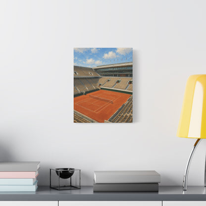 Paris Clay Court Canvas Wall Art, French Tennis Stadium Painting, European Sports Decor, Tennis Lover Gift— Stretched Matte 1.25"