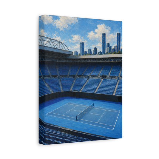 Melbourne Tennis Canvas Wall Art, Blue Court Stadium Painting, Australian Summer Tennis Decor