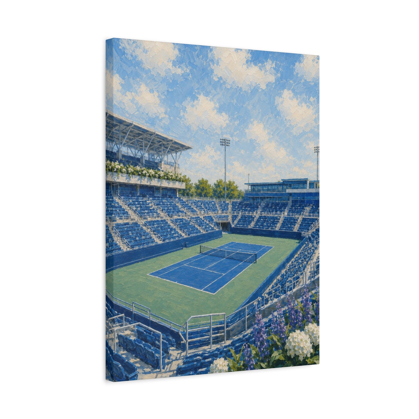 Cincinnati Tennis Canvas Wall Art, Blue Court Stadium Painting, Ohio Sports Decor, Tennis Lover Gift— Stretched Matte 1.25"