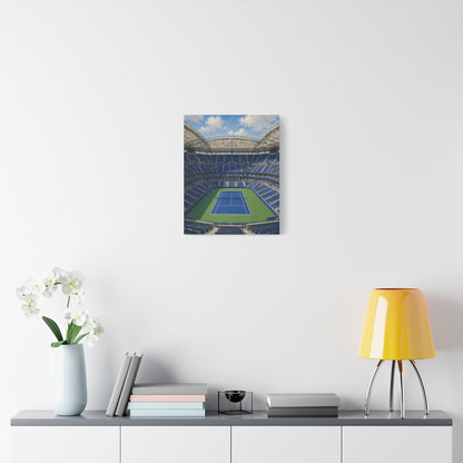 New York Tennis Canvas Wall Art, Blue Court Stadium Painting, NYC Sports Decor, Tennis Lover Gift— Stretched Matte 1.25"