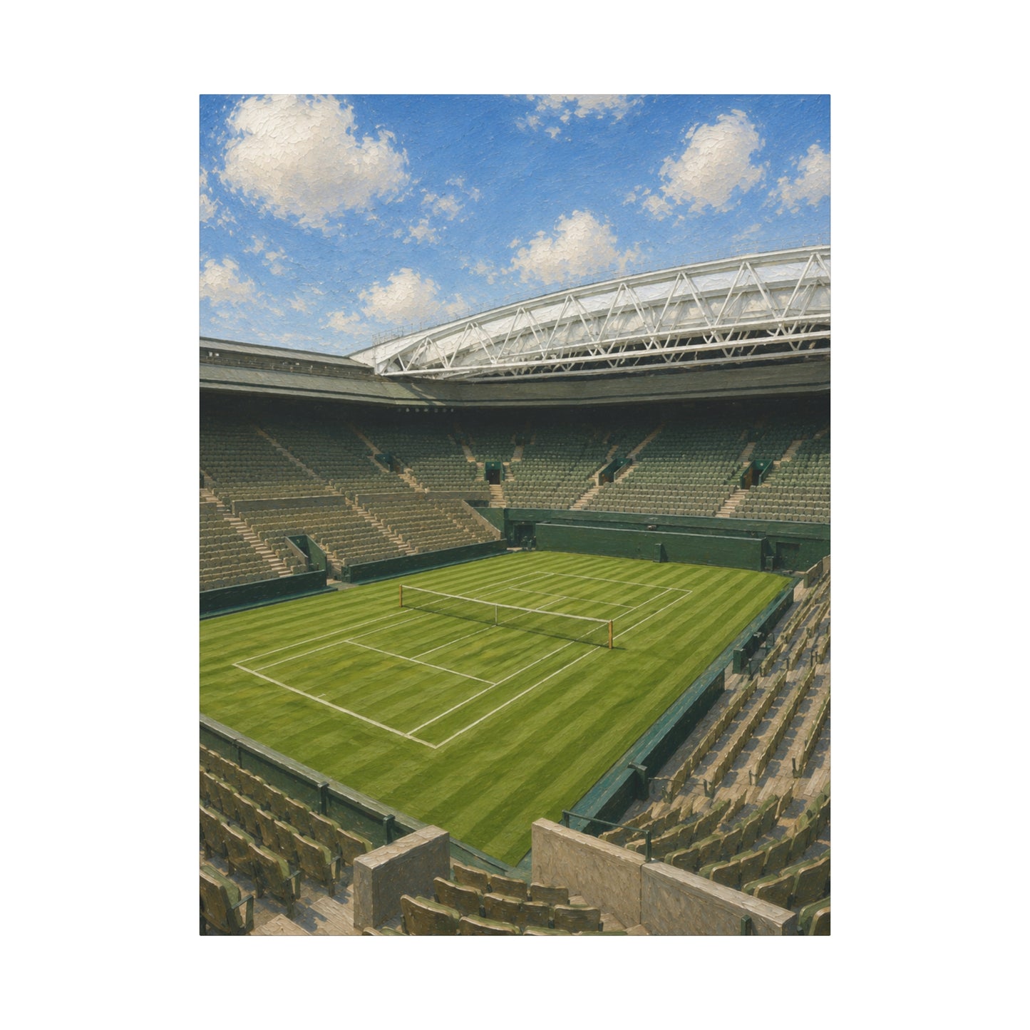 London Grass Court Canvas Wall Art, English Tennis Stadium Painting, Green Sports Decor, Tennis Lover Gift— Stretched Matte 1.25"