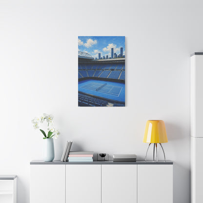 Melbourne Tennis Canvas Wall Art, Blue Court Stadium Painting, Australian Summer Tennis Decor