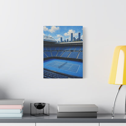 Melbourne Tennis Canvas Wall Art, Blue Court Stadium Painting, Australian Summer Tennis Decor