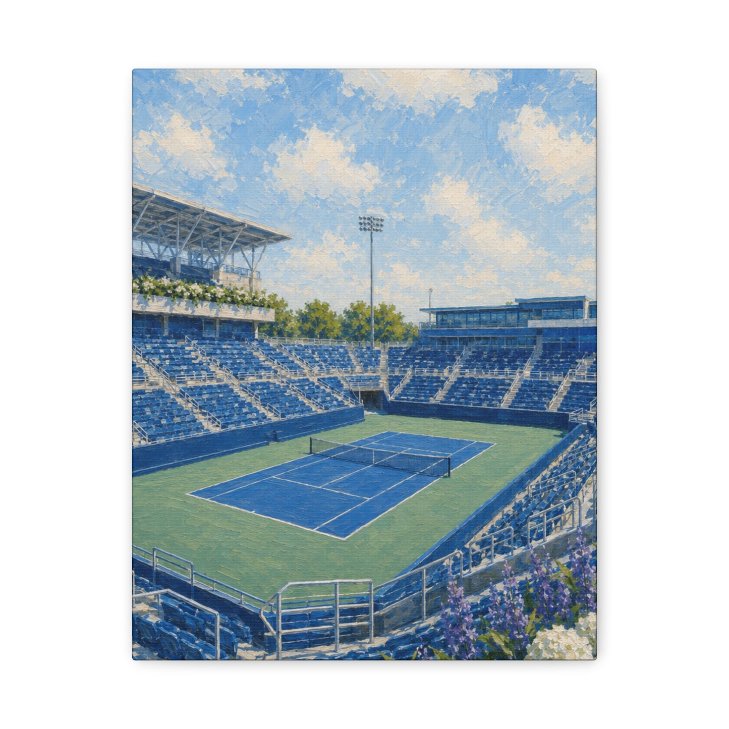 Cincinnati Tennis Canvas Wall Art, Blue Court Stadium Painting, Ohio Sports Decor, Tennis Lover Gift— Stretched Matte 1.25"