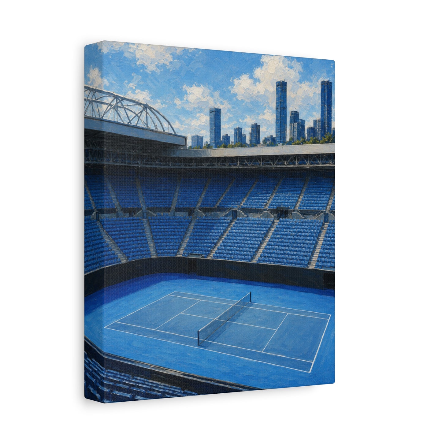 Melbourne Tennis Canvas Wall Art, Blue Court Stadium Painting, Australian Summer Tennis Decor