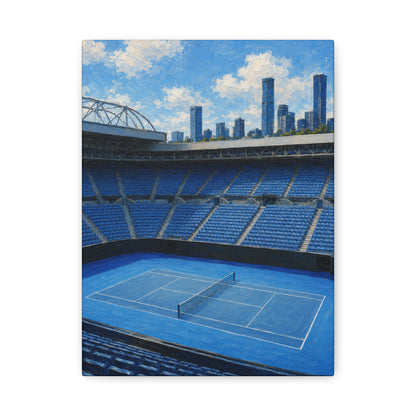 Melbourne Tennis Canvas Wall Art, Blue Court Stadium Painting, Australian Summer Tennis Decor