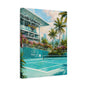 Miami Tennis Canvas Wall Art, Aqua Court Stadium Painting, Tropical Sports Decor, Tennis Lover Gift— Stretched Matte 1.25"