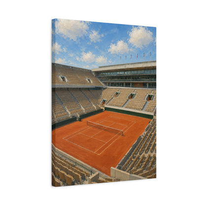 Paris Clay Court Canvas Wall Art, French Tennis Stadium Painting, European Sports Decor, Tennis Lover Gift— Stretched Matte 1.25"