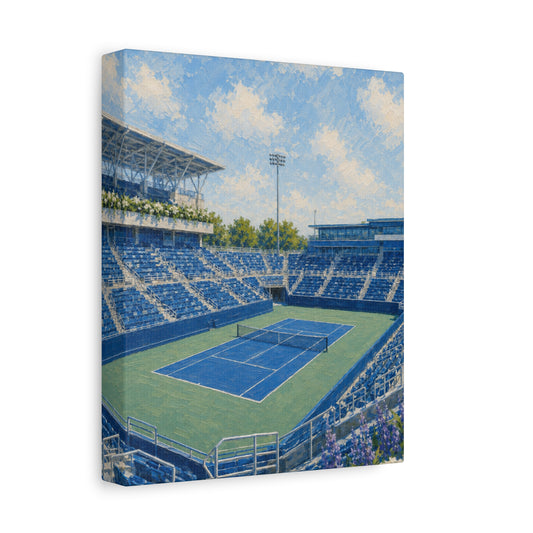 Cincinnati Tennis Canvas Wall Art, Blue Court Stadium Painting, Ohio Sports Decor, Tennis Lover Gift— Stretched Matte 1.25"