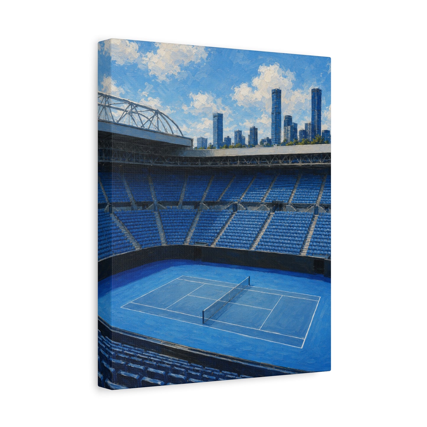 Melbourne Tennis Canvas Wall Art, Blue Court Stadium Painting, Australian Summer Tennis Decor